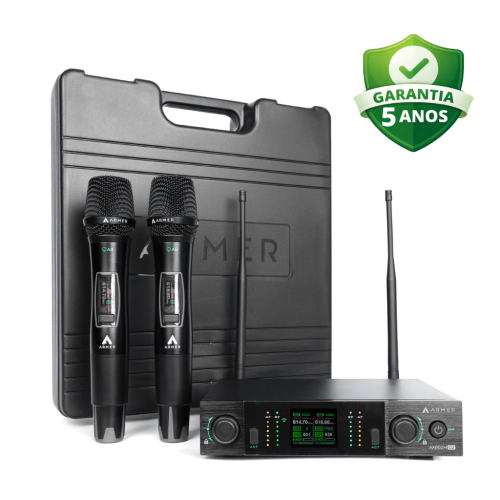 Microfone Armer Sem Fio Profissional Duplo AX802M G2 com Case - Armer 