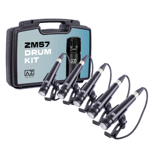 Kit 5 Microfones Bateria ou percussao ZM57 DRUM com Maleta, Clamps e Cabos XLR - AZ Audio Kit 5 Microfones Bateria ou percussao ZM57 DRUM com Maleta, Clamps e Cabos XLR - AZ Audio