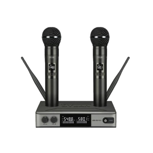 Microfone Duplo Sem Fio Profissional Uhf Dylan Udx-02 Neo Microfone Duplo Sem Fio Profissional Uhf Dylan Udx-02 Neo