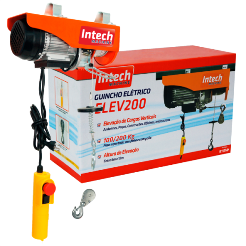 Guincho Talha Elétrica 100/200kg Elevação 12m Elev200 Intech