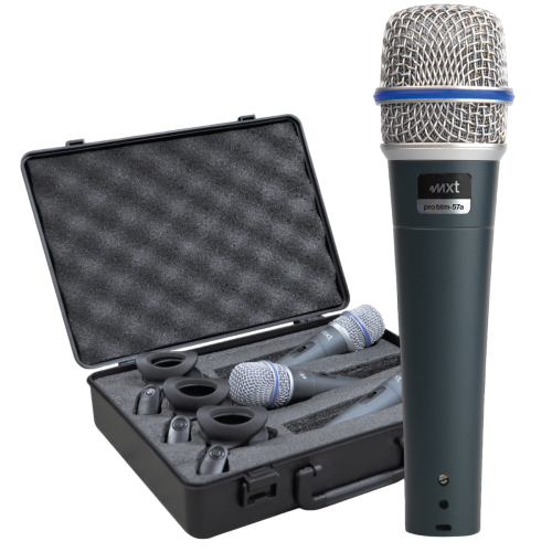 MICROFONE DINÂMICO DE METAL CHUMBO PROFISSIONAL  - KIT 3 PÇS - BTM-57A MXT